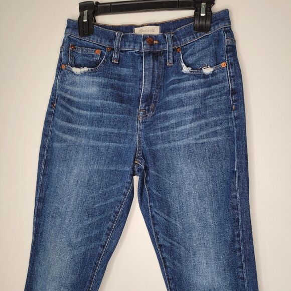 Madewell Slim High-Rise Boyjean Blue Boyfriend Jeans Distressed 26 Medium - Picture 3 of 7